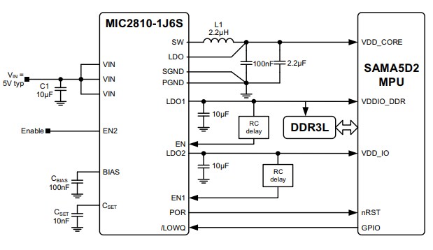 Application Circuit Diagram - Microchip Technology MIC2810 Evaluation Board